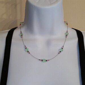 Sterling silver elegant crystal or gemstone necklace boho fine jewelry 90's